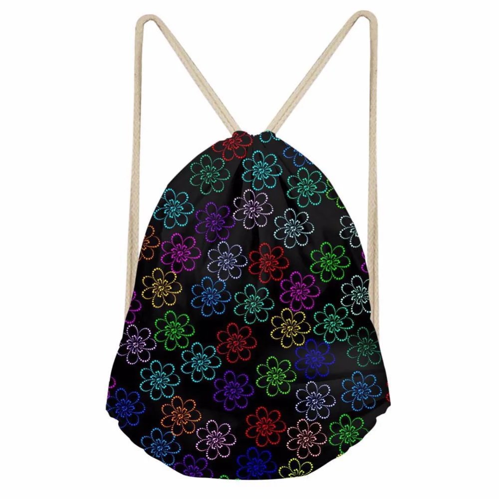 Noisydesigns Одуванчик розы Красивая 3D Drawstring сумка Для женщин рюкзак для девочек-подростков Cinch карман Спорт Путешествия