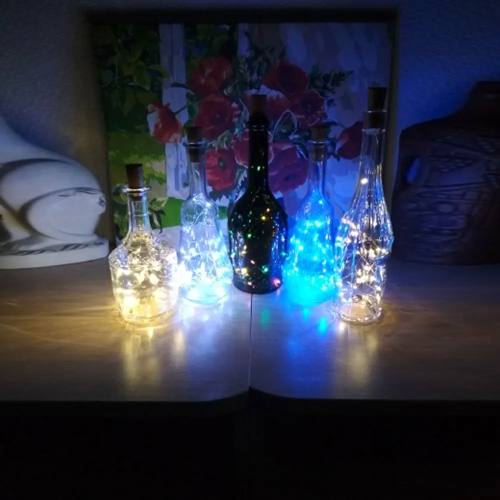 Серебряная гирлянда из проволоки, флакон для стеклянного ремесла, светодиодный фонарь 1 м, 2 м, 3 м, 10 20, 30 светодиодный s, рождественское, свадебное, праздничное украшение