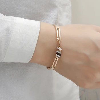 

Fashion Rose Gold 6 Removable Rings Spring Bangle Bracelets Nickel Free Jewelry for Women 2019 HOT Bangle