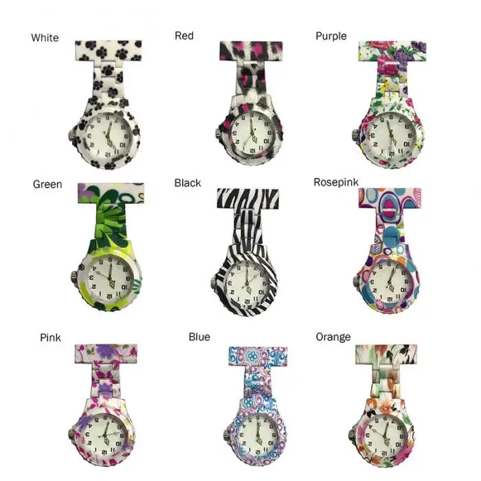 Красочные Силиконовые Круглый циферблат кварцевые карманные часы для медсестры кварцевые Броши Доктор Медсестры настенные часы KNG88