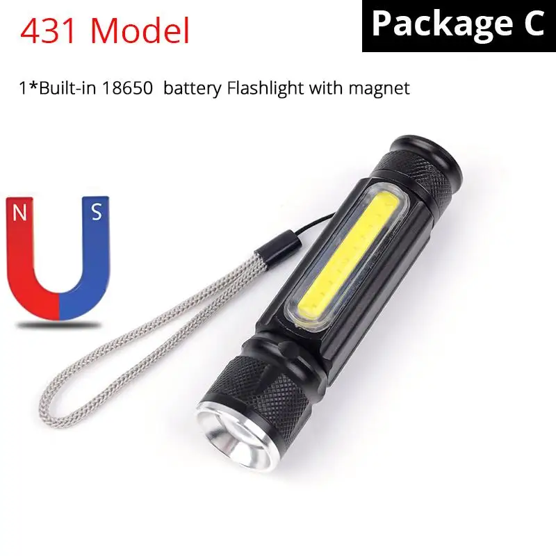 2000 лм Многофункциональный светодиодный светильник-вспышка с USB перезаряжаемой батареей Мощный T6 фонарь боковой COB светильник linterna задний Магнитный рабочий светильник - Испускаемый цвет: magnet Flashlight