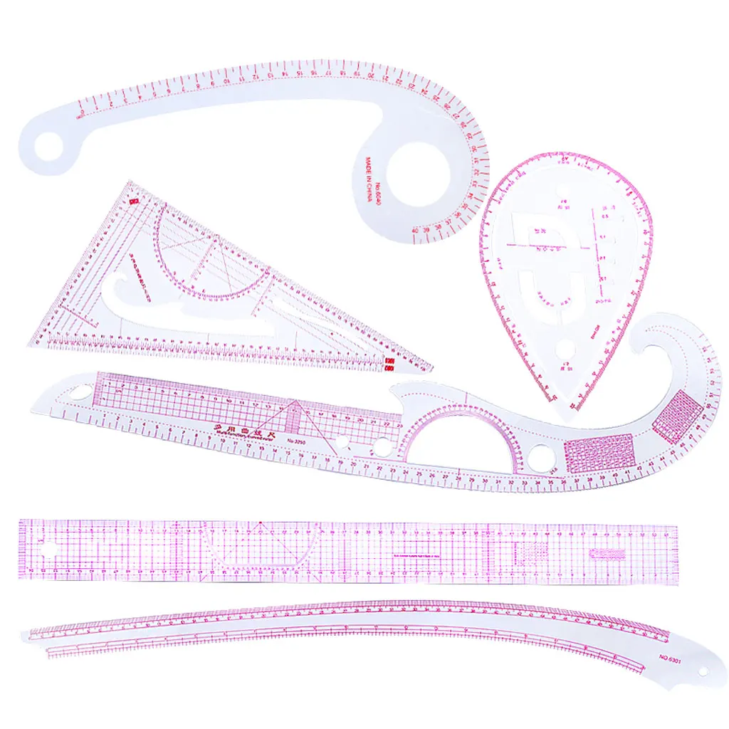 6Pcs Multi Function French Sewing Curve Ruler Set for Tailors Sewing Pattern Grading Making
