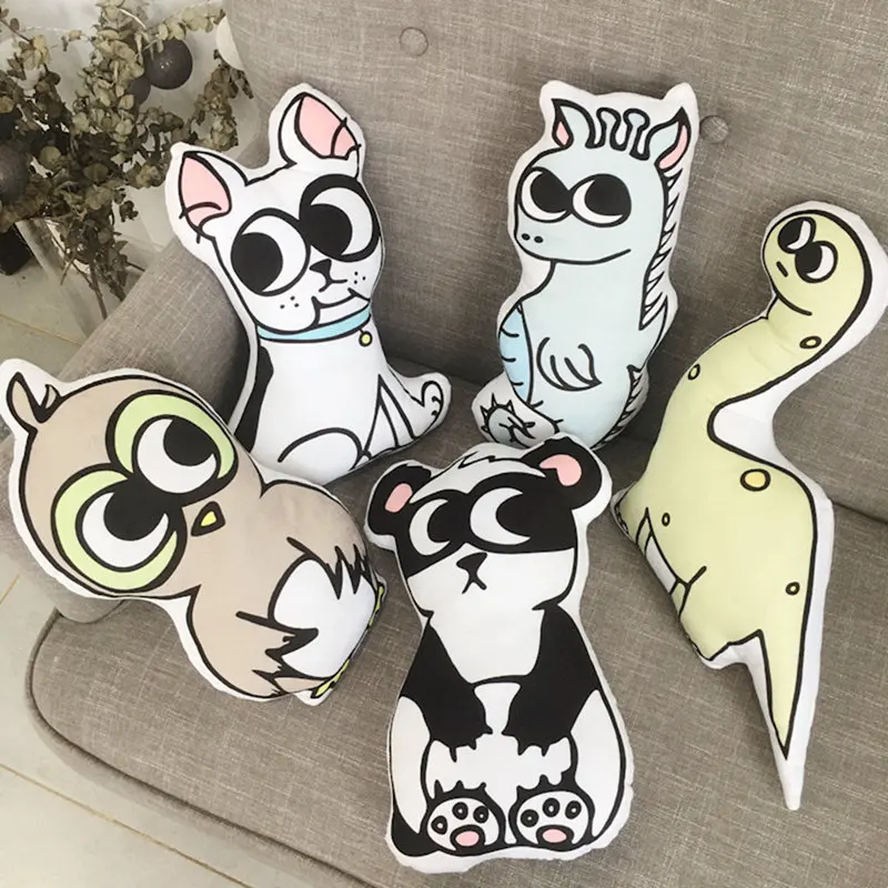 Animais de Pelúcia Recheado de Pelúcia Brinquedos as Crianças Bonito Populares Travesseiro Dinossauro Cão Coruja Hipocampos Panda Almofada Presentes 1 pc Ins