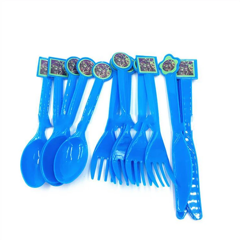 

Baby Shower Decorate Kids Favors Ninja Turtles Theme Plastic Disposable Forks Spoons Knives Birthday Party Tableware 10pcs/lot