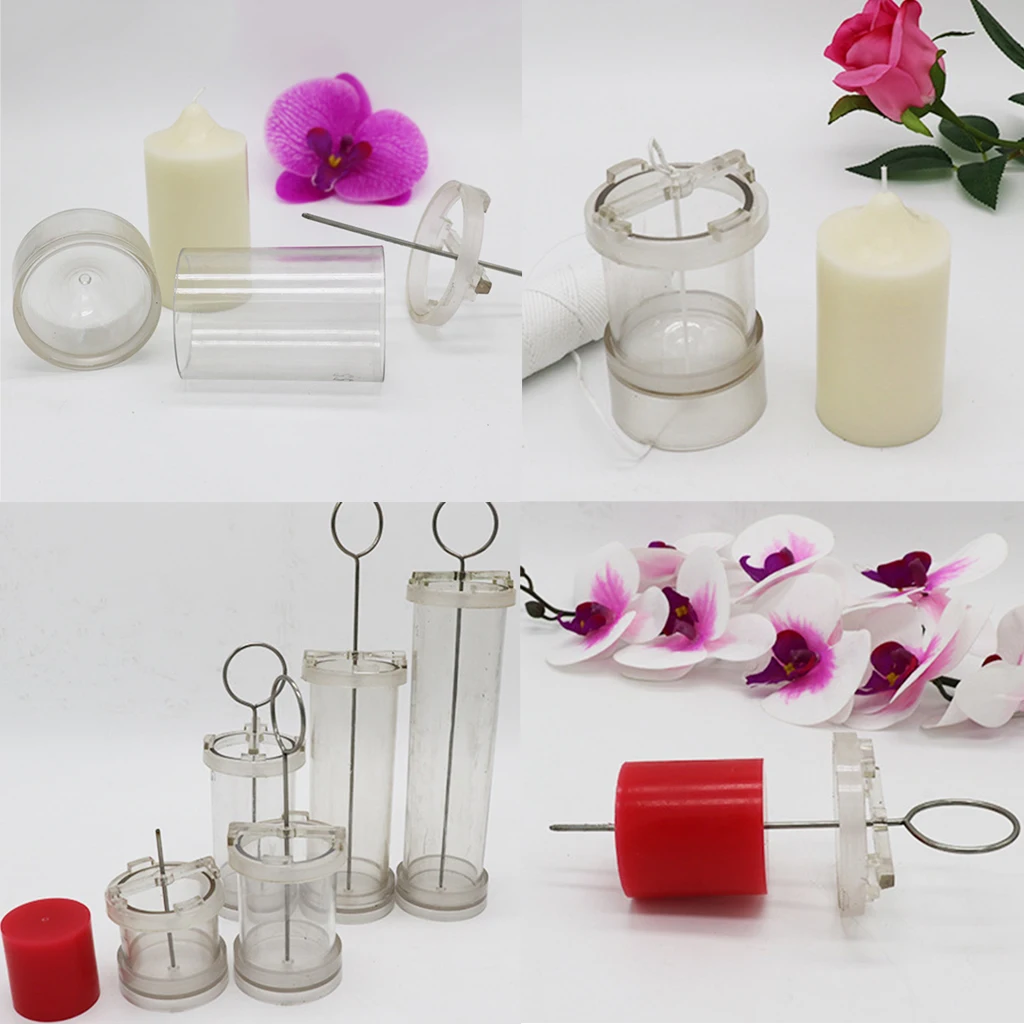 2pcs Plastic Flat Top Round Shape Candle Making Mould Handcraft Candle Soap