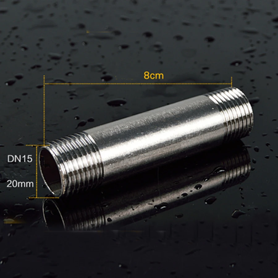 

DN15 1/2" BSPP Male Barrel Nipple Pipe Fitting 201 Stainless Steel Length 80mm