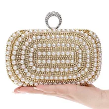 Бисерные женские вечерние сумки с бриллиантами кольца на палец маленький кошелек клатчи на день сумки серебро/золото/черный жемчуг свадебные сумочки