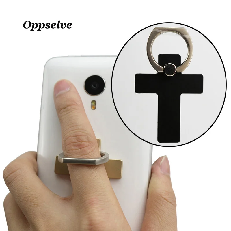 Oppselve Luxury 360 Degree Cross Metal Finger Ring Holder Smartphone Mobile Phone Finger Stand Holder For iPhone XS X 8 Samsung