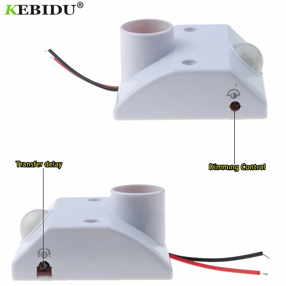 Kebidu настенный светильник с гнездом переменного тока 110 В/220 В Автоматический Инфракрасный ИК-датчик для человеческого тела светодиодный светильник E27 база PIR детектор движения