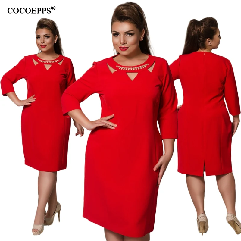 COCOEPPS размера плюс Брендовые платья осенние сексуальные открытые Модные Платья 5XL 6XL синие красные вечерние облегающие зимние платья