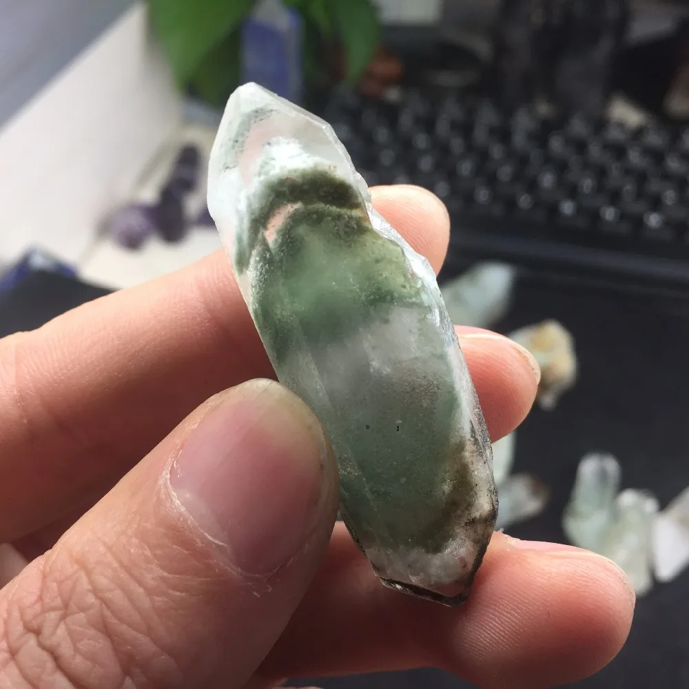 6 Pieces a set High Quality Green Phantom Quartz Crystal Healing Wands