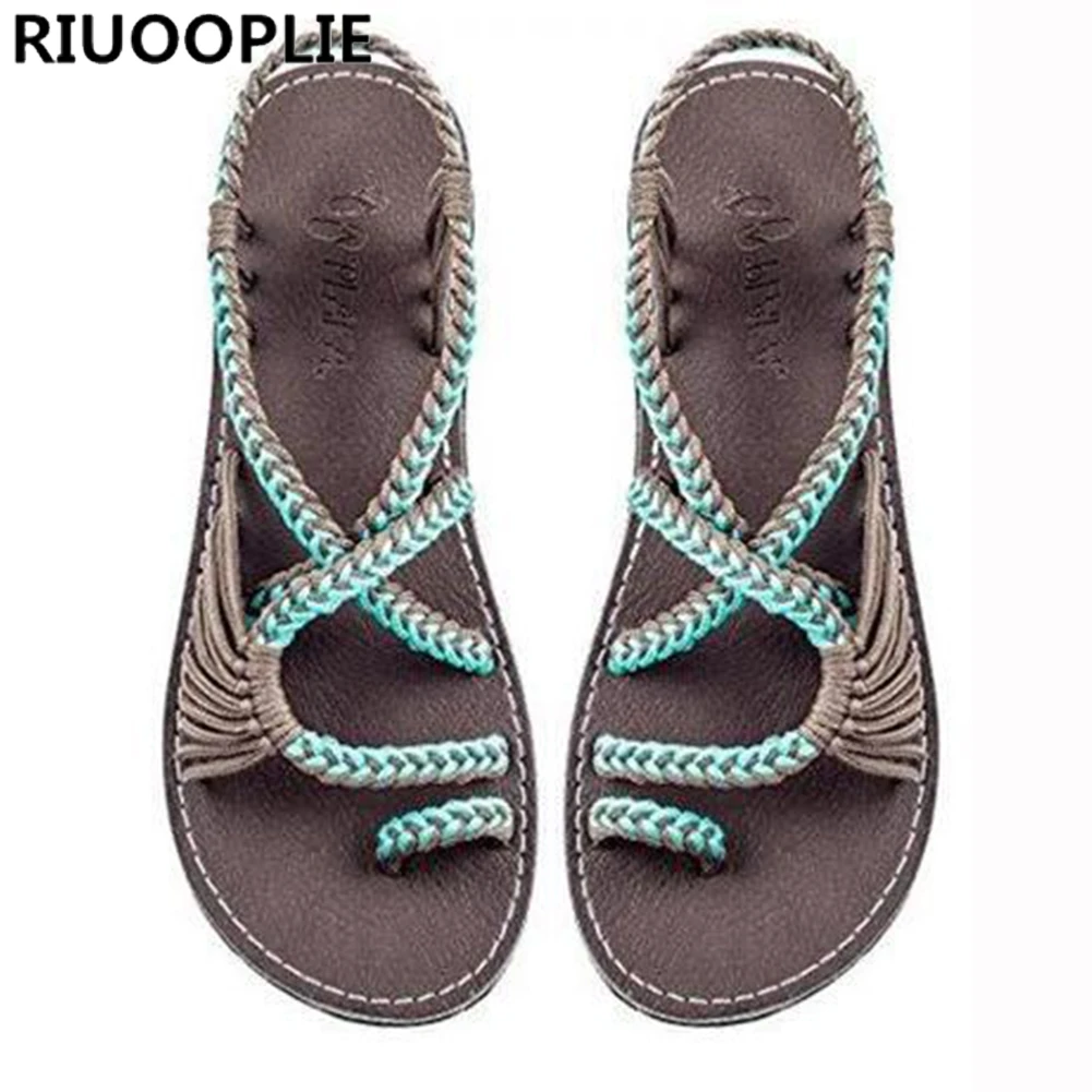 

RIUOOPLIE Womens Summer Bohemian Flat Flip Flops Sandals Bandages Casual Beach Shoes