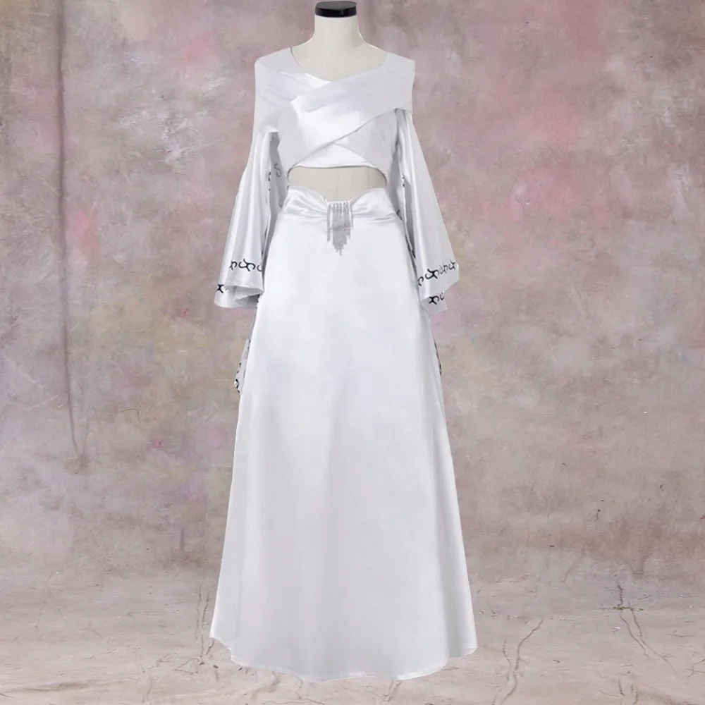 Cosplaydiy Cosplay Costume Dress Ball Gown Dance Party Dress Trumpet Sleeves Halloween Costume White Medieval Dress ruffles 2029 gaess medieval dress costume cartoon character costumes dress medieval dress