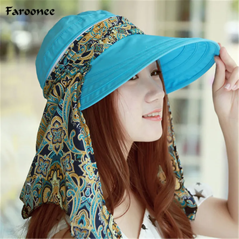 

2019 New Summer Hats for Women Chapeu Feminino Foldable Visors Cap Sun Collapsible Anti-uv Hat Floral Printed Wide Brim Sun Hats