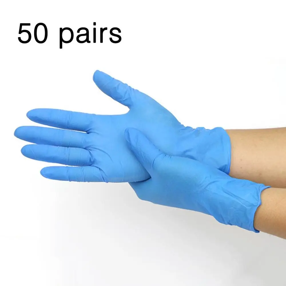 50 пар синие нитриловые одноразовые перчатки износостойкие химические .