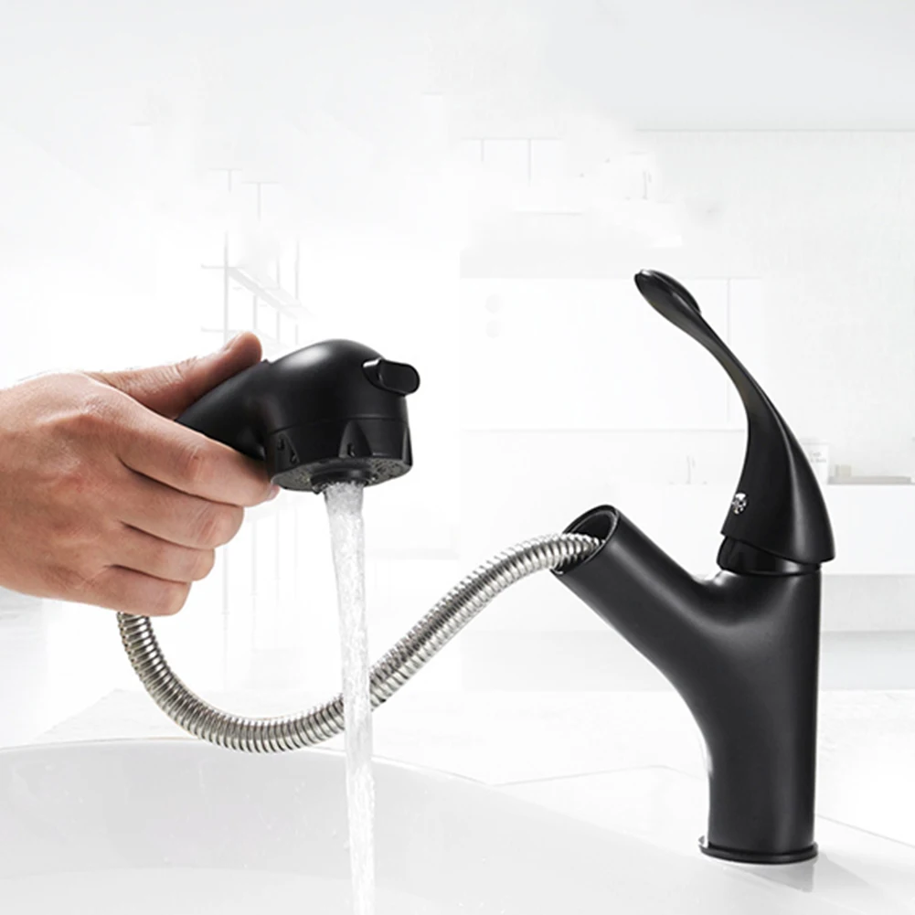 

Durable Bathroom Basin Home Pull Out Easy Install Crane Faucet Modern Mixer Tap 360 Rotation Single Handle Sink Accessories
