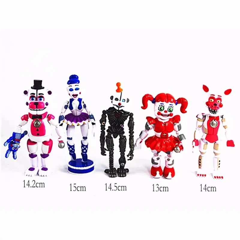 

New 5 Pcs/set Five Nights At Freddy's Game FNAF Figure Funtime Freddy Foxy Sister Location Lightening Movable Joint Gift Toys