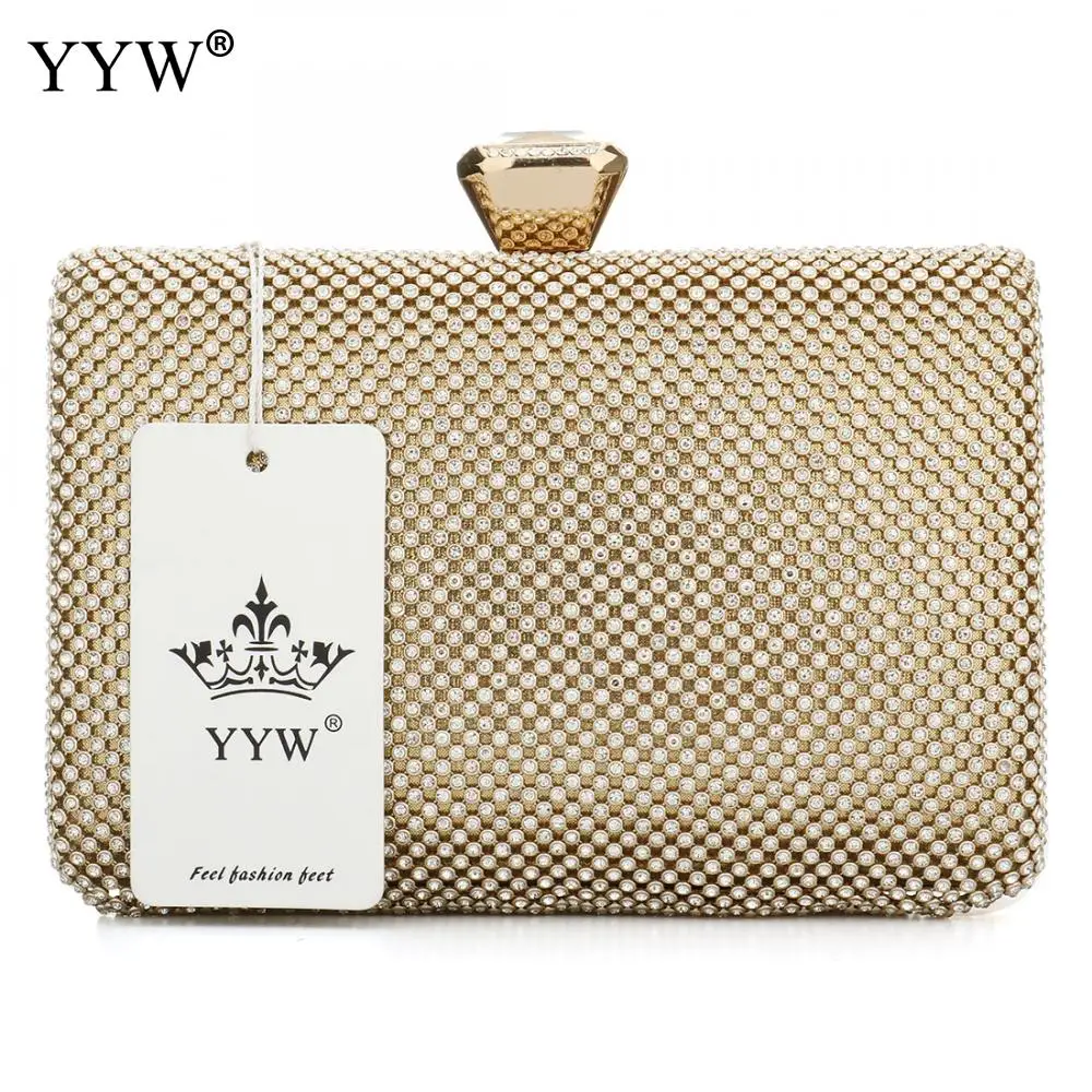 

Diamonds Evening Crossbody Bag With Rhinestone Solid Clutch Women Fashion Party Wedding Chain Bag Shoulder Handbags Purse