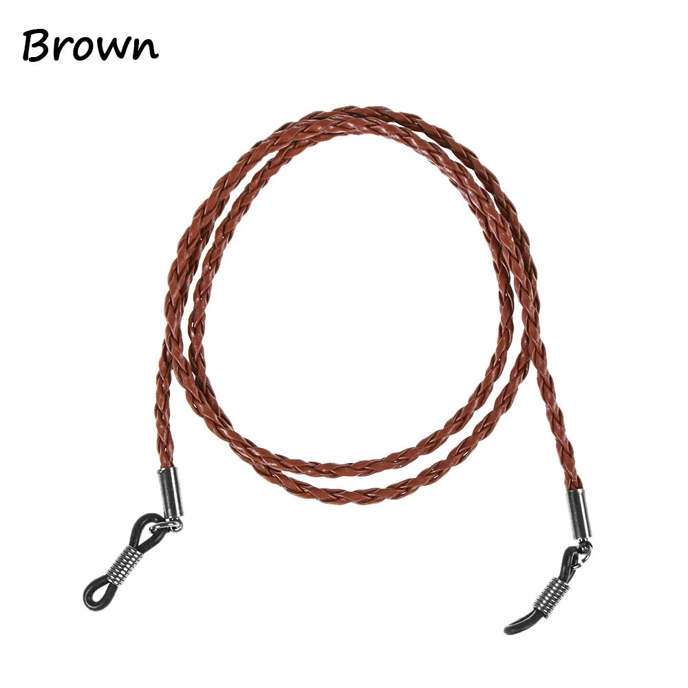 1/2 шт красочные кожаные очки цепи очки шеи ремень веревки группа кожаный шнурок для очков Регулируемый конец держатель для очков - Цвет: Brown