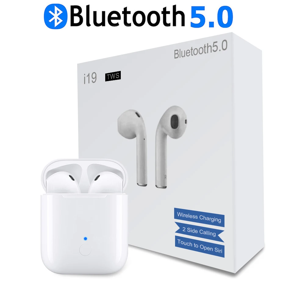 Оригинальный i19 СПЦ Bluetooth 5,0 наушники Спорт True беспроводной Touch управление бинауральные Портативный Гарнитура для всех смартфон