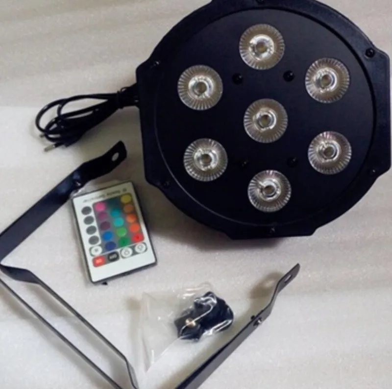 

2pcs Wireless Remote Control LED The brightest 8 dmx Channels Led Flat Par 7x12W RGBW 4IN1 Fast Shipping