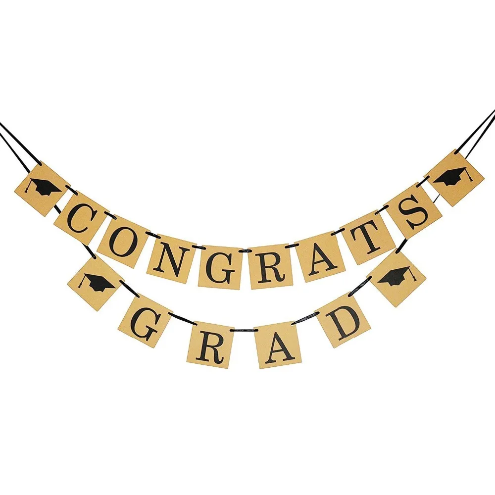 FANLUS Perfect Graduation Decorations Party Supplies for Grad Party Classy Kraft Paper Bunting Graduation Banner  (1)