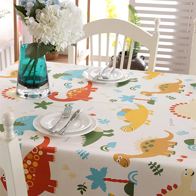  SunnyRain 1-Piece Thick Cotton Canvus Cartoon Dinosaur Table Cloth Square Tablecloth Rectangle Tabl