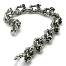 Mens Boys 316L Stainless Steel Cool Punk Gothic Snake Links New Silver Bracelet Factory Price