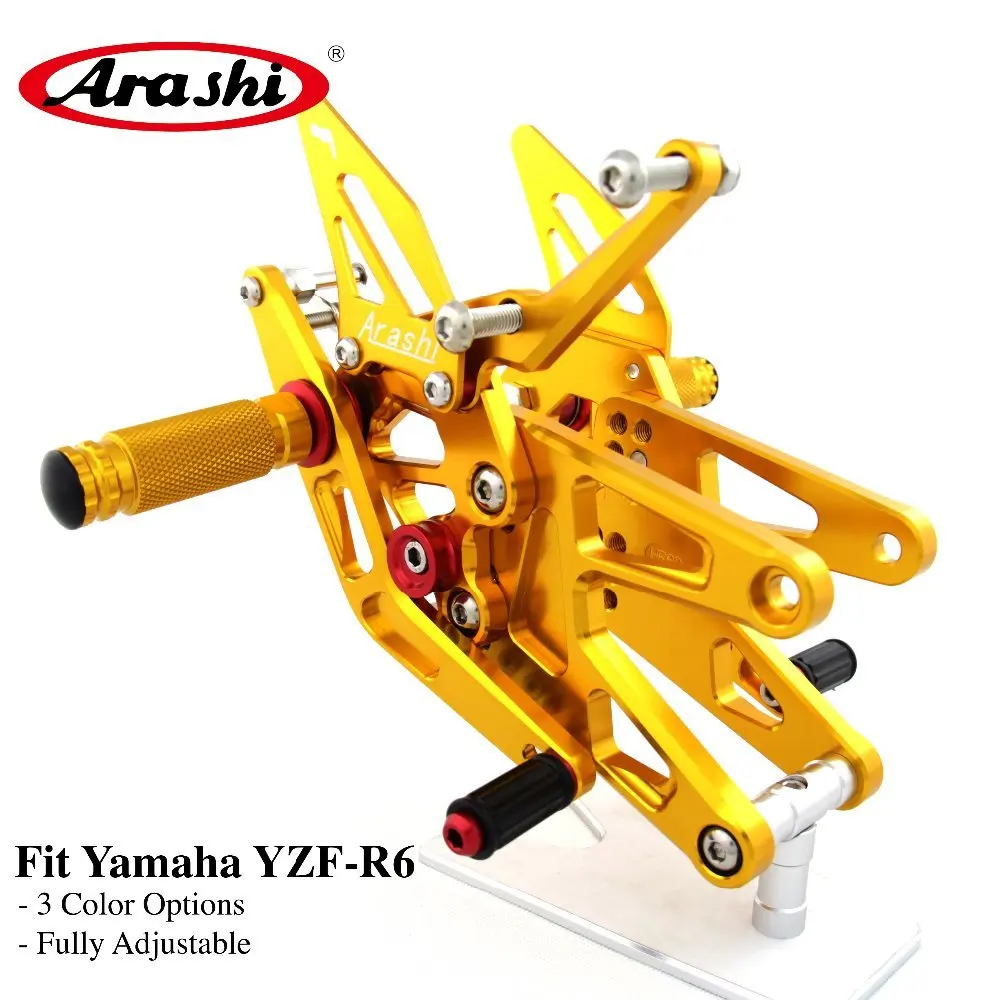 Араши 1 Набор CNC Регулируемая подставка для ног YAMAHA YZF R6 2003 2004 2005 подножки