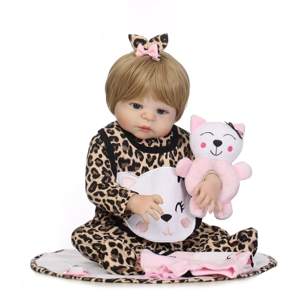 NPK 23 дюймов 57 см мягкие силиконовые Reborn Baby Doll девушка игрушечные лошадки реалистичные Дети Boneca полный винил Мода куклы Bebes возрожденная менина