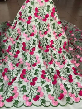 

5yard/lot New arrival embroidered tulle Fabric with 3d flower Fashion David-52508 Embroidered lace fabric