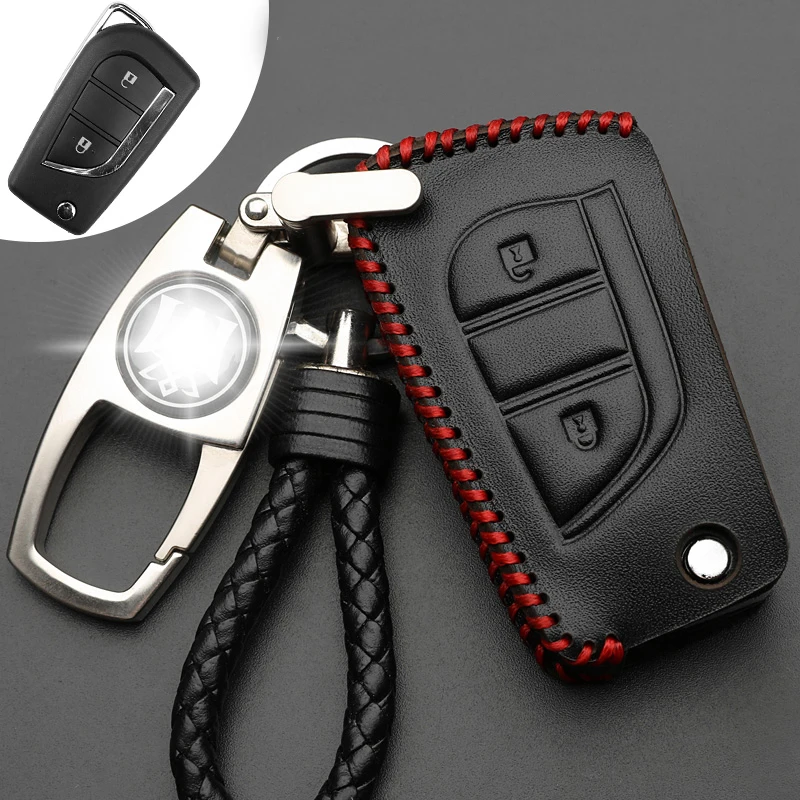 Genuine Leather Car Key Case Cover Keychain For Toyota Chr C hr Land