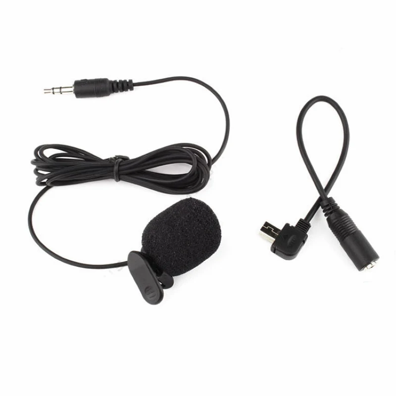 MAYITR 3.5mm Professional Mini Clip-on Microphone With Adapter Cable Black For  Hero 3/3+ /4 Camera