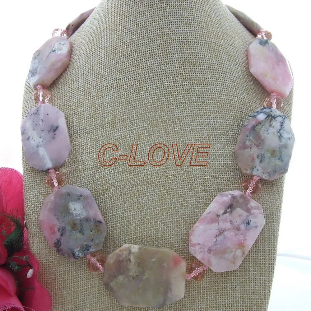 23" 30x40mm Pink Opal Crystal Necklace-in Pendants from Jewelry