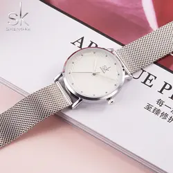 Shengke бренд кутюр Наручные часы Нержавеющая сталь группа женское платье Часы кварцевые часы Relogio feminino sk
