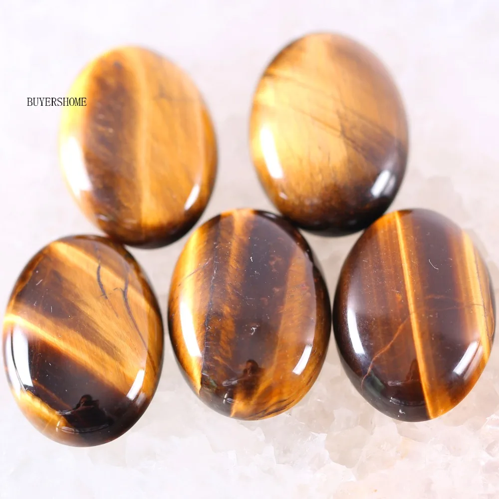 

For Jewelry Making Necklace Pendant Bracelet Earrings 18x25MM Oval Natural Stone Bead Gold Tiger's Eye CAB Cabochon 5Pcs K575