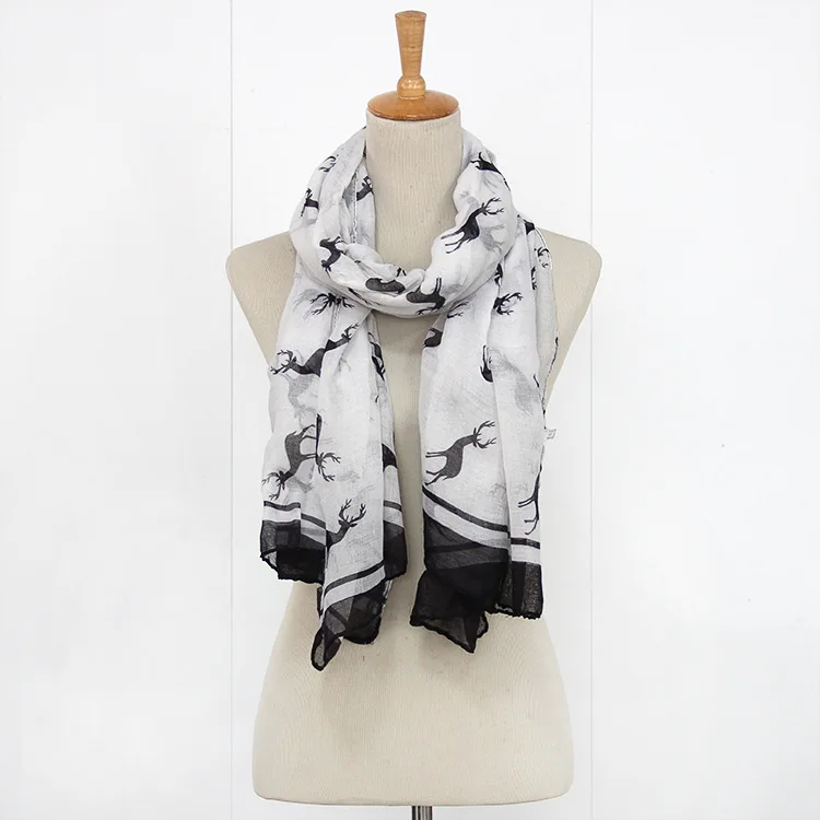 

Женский квадратный шарф с принтом рождественского оленя, 180x90 см