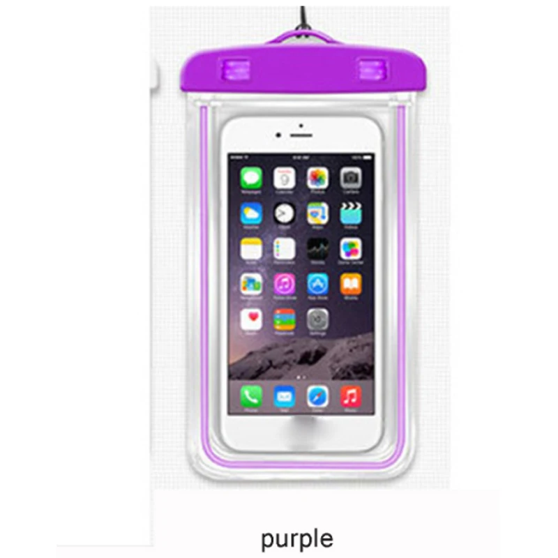 ПВХ светящийся водонепроницаемый чехол для сотового телефона, сенсорный экран для телефона, мобильный iphone 7, водонепроницаемая прозрачная сумка - Цвет: Фиолетовый