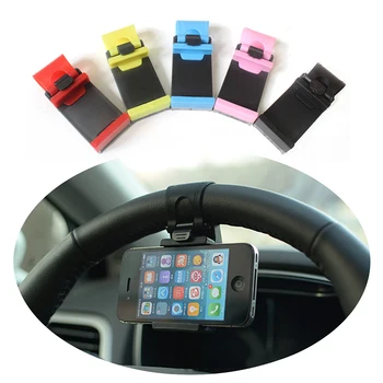 

Colorful Car Holder Mini Phone Rack Steering Wheel Clip Rubber Band Mount Cell Phone Holder Universal For iPhone Support Bracket