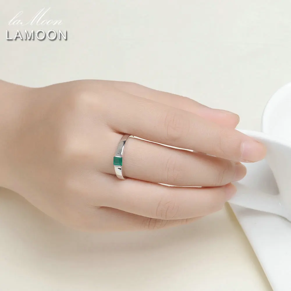 Кольцо для женщин "Ламон", огранка принцессы, 0.23ct, зеленый агат, халцедон, 925 пробы, серебро, 18 K, белое золото, хорошее ювелирное изделие, LMRI006