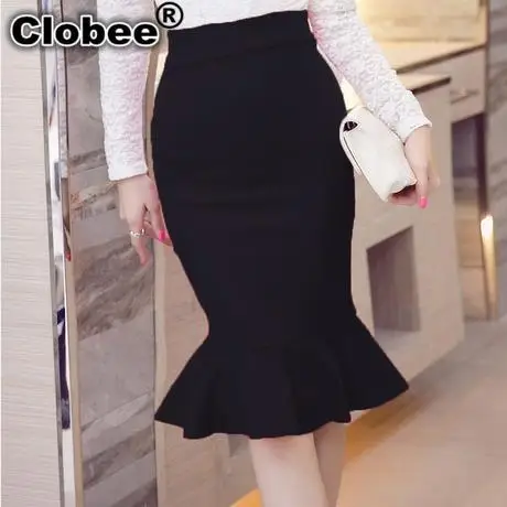 

Vetement skirt winter package hip skirt trumpet mermaid high waist knee-length vintage large size women elegant sexy skirt J69