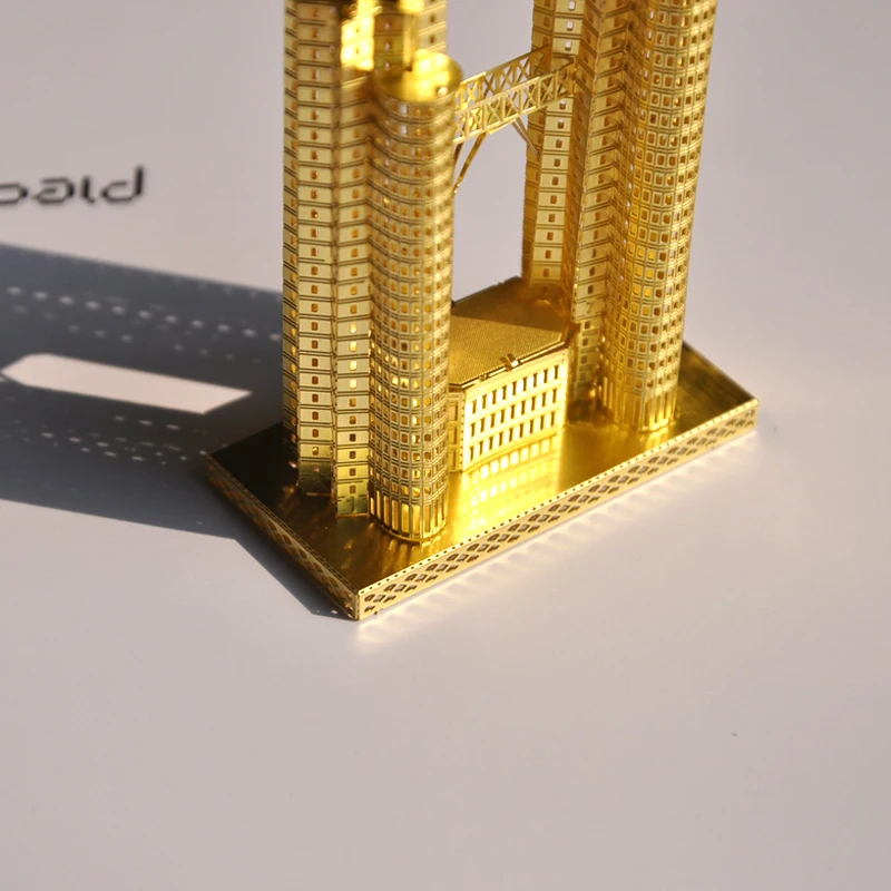 Знаменитые здания башни близнецы модель 3D DIY металлическая головоломка здание