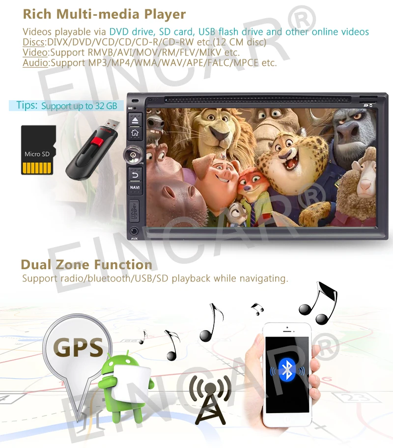 Top 6.95" Android 6.0 head unit 2 DIN Car DVD Player Stereo GPS Radio Navi OBD2 4 Top 6.95" Android 6.0 head unit 2 DIN Car DVD Player Stereo GPS Radio Navi OBD2 4