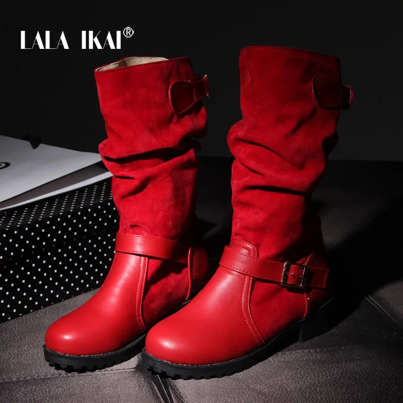 LALA IKAI/Для женщин без застежки на осень короткие плюшевые ботинки плоской подошве