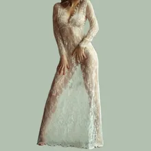 Для женщин кружева банный халат; банный халат Длинные рукава Сексуальная кружевная Пижама; костюм для сна, одежда для сна, S-4XL