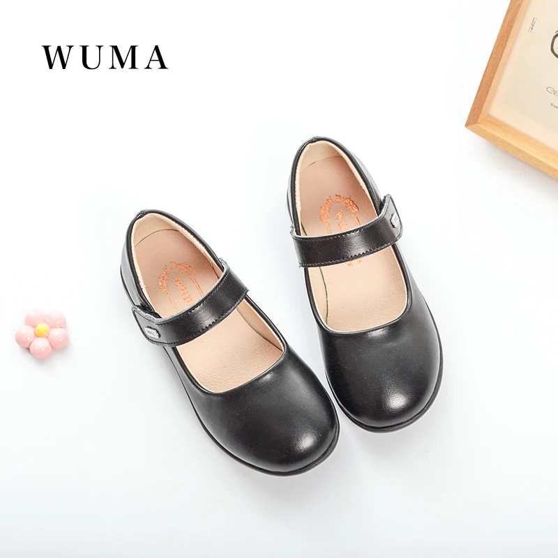 WUMA Children School Uniform Shoes Pretty Comfortable for girls dress shoes black princess