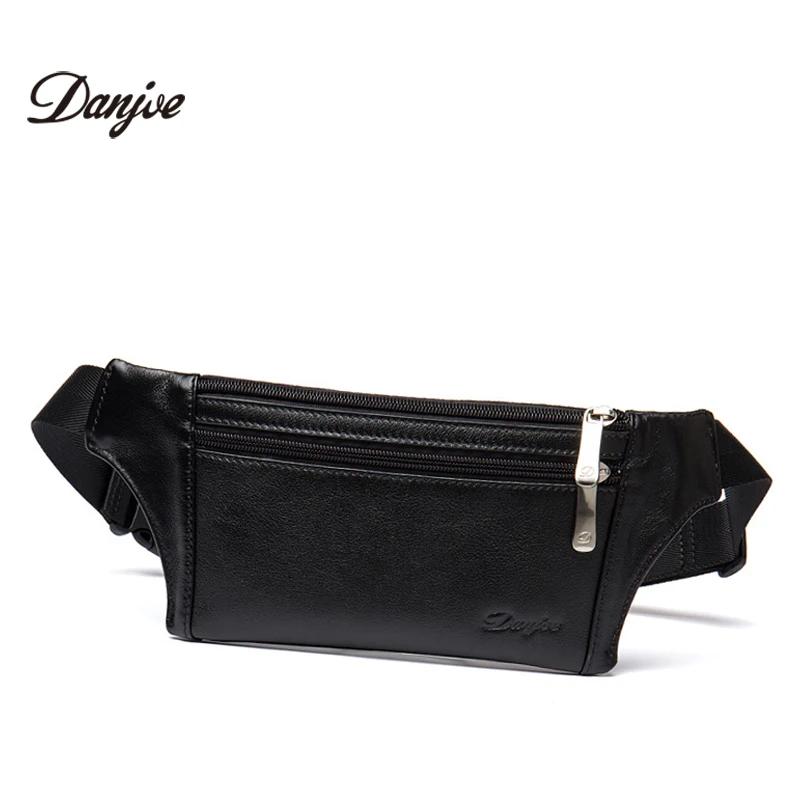 DANJUE Genuine Leather Man Messenger Bag Classic Black Waist Bag Comfortable Nice Crossbody Bag Leisure British Style Man Bag