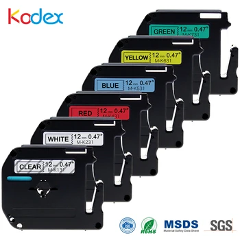 

Kodex 6 pack mix colors 12mm for Brother P-touch label tape MK131 MK231 MK431 MK531 MK631 MK731 M131 M231 M431 M531 M631 M731