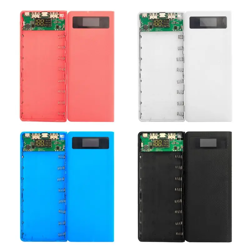 

3 Ports Input Dual USB Output LED Light 8x 18650 Battery DIY Power Bank Box Holder Case For Mobile Phone Tablet PC