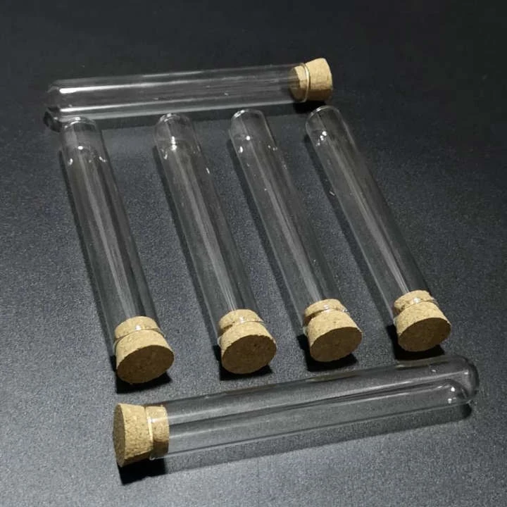 

50pcs/lot 15x100mm Round bottom Glass test tube with cork stopper Cap for Lab Experiments